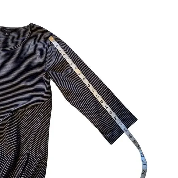 Tirelli Australia Dress Navy Striped Diagonal Seam, 3/4 sleeves, pockets, sz M - Picture 8 of 12